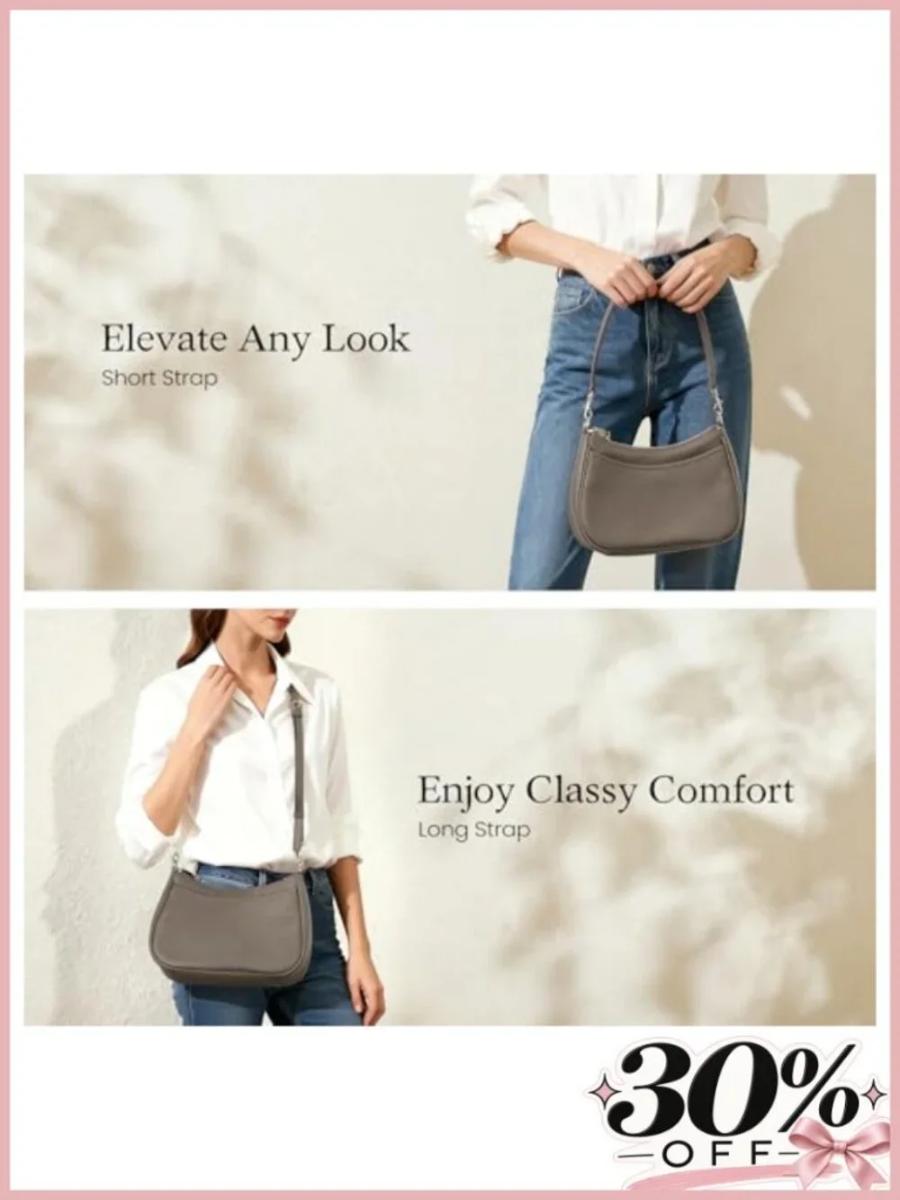 Genuine Leather Crossbody Hobo Bag Anti Theft Shoulder Purse